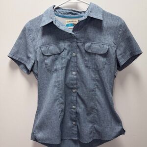 Magellan Outdoors Weather Wicking Button Down Fish Gear Shirt | Heather Blue M